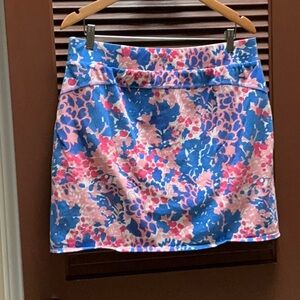 T by Talbots Womens Skort Size L Floral Blue Tennis Golf Skirt Resort Athleisure